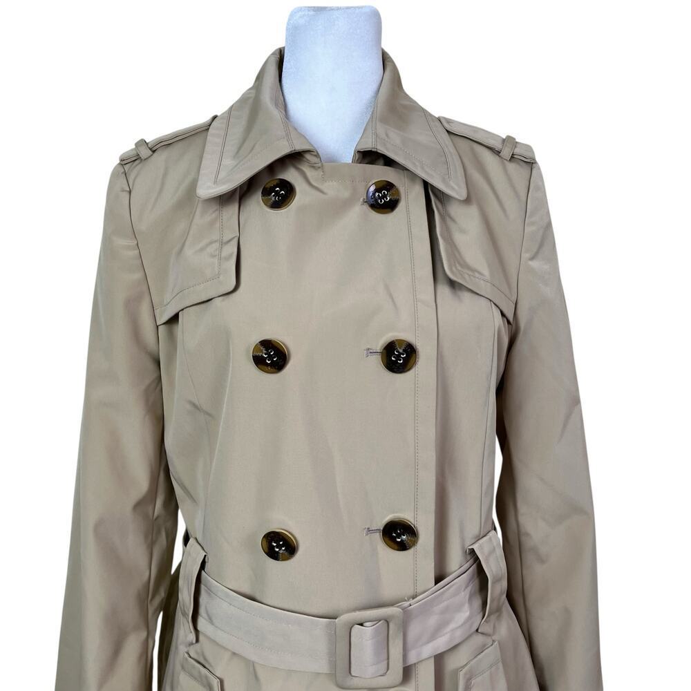 Calvin Klein Classic Khaki Waterproof Double Breasted Trench Coat Belted Fitted - Picture 2 of 16
